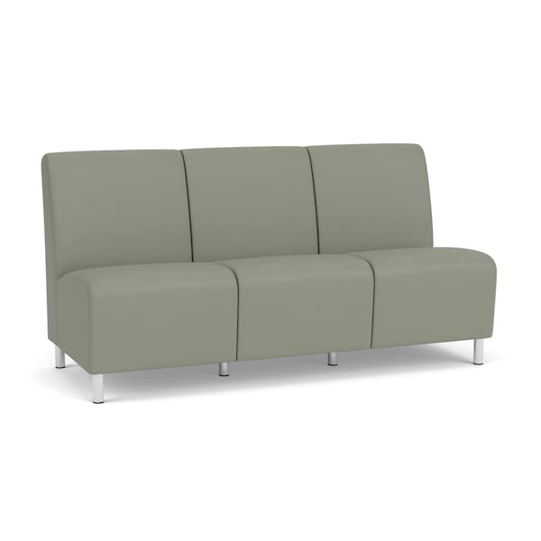 Lesro Siena Armless 3 Seat Tandem Seating No Center Arms, Brushed Steel, OH Eucalyptus Uph SN3102 - main